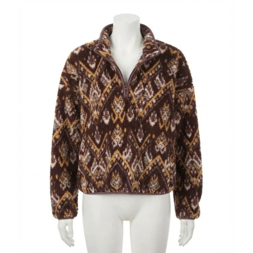 Wonderfly Brown Pullover fleece jacket size Large